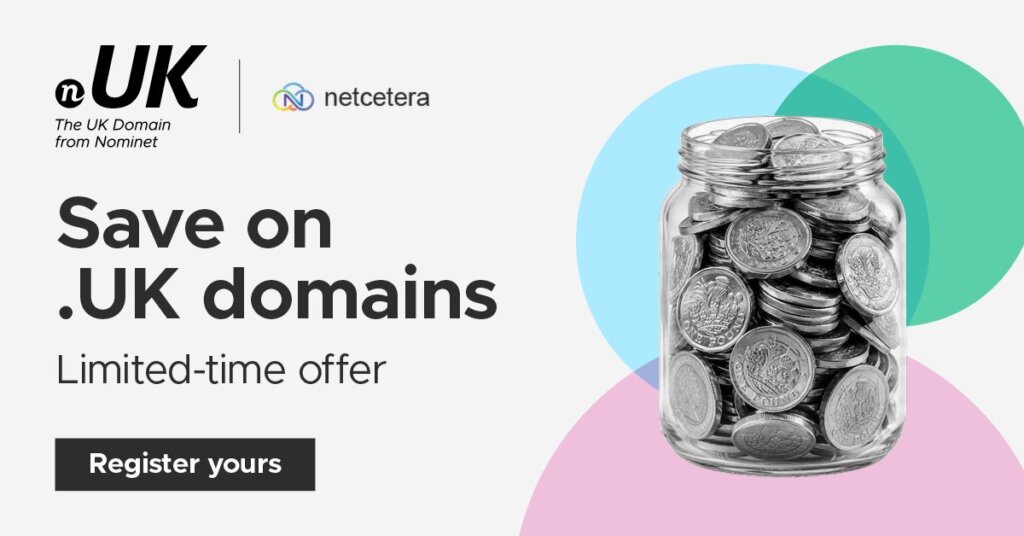 Save on .UK domains: a jar of pound coins, limited-time offer from Netcetera and Nominet